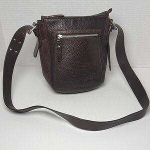 M0851 Brown Pebble Leather Bag Belt Crossbody Strap High Quality EUC RARE